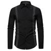 25 Amazon Transfronterizo Nueva Camisa Casual de Manga Larga para Hombre con Combinación de Colores de Puntos Negros y Blancos Talla Europea Camisa de Moda Ajustada para Hombre