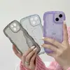 Funda de Resina Brillante con Borde Ondulado Adecuada para Funda de Teléfono Apple 16 Pro Max, Cubierta Protectora 17 Estrella, 15 Pro Funda Transparente, 11