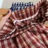 Pantalones retro de cuadros de pierna ancha para mujer, cintura elástica, corte holgado, adelgazantes, pantalones casuales versátiles, pantalones largos versátiles para mujer con estampado de cuadros