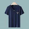 Camiseta de manga corta con cuello en V grande para hombre, camiseta básica de mediana edad, ajustada, ropa al por mayor avanzada, novedad de verano de 2025