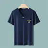 T-shirt Masculina de Manga Curta Nova Moda Verão 2025 Marca Pesada Gola V Roupas Bonitas Respiráveis Manga Meia