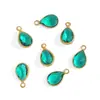 Accesorios para Joyería DIY Transfronterizos al por Mayor Vidrio con Borde de Cobre Forma de Gota de Agua Colgantes Pequeños Dijes para Collar Pulsera Materiales Hechos a Mano
