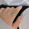 Anillo Ajustable de Apertura de Oro Arena Fina Esmerilado para Mujer Moda Dulce Lujo Ligero Nicho Exquisito Diseño Antiguo