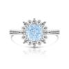 Transmisión en Vivo Venta Caliente Color Flash Tesoro Corte Flor de Hielo Anillo de Girasol Moda para Mujer Sencillo Anillo de Diamante de Alto Carbono Envío Directo