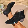 Botines Nuevos Otoño/Invierno 2026 Transfronterizos Estampado de Leopardo, Tacón Grueso, Punta Fina, Tacón Medio, Cómodos, Versátiles, Botas Martin Ligeras para Mujer