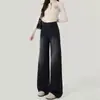 Jeans de Pierna Ancha Negros y Grises para Mujer, Nuevo Diseño Otoño e Invierno 2025, Pantalones Rectos Petite de Cintura Alta
