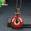 Colgante de Hebilla de Seguridad Dorada de Arena de Cristal Amuletos de Paz Dorados con Cuenta Dzi de Nueve Ojos de Cinabrio Natural Colgante de Fortuna