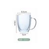 Taza de agua de vidrio de borosilicato con forma de huevo y asa para sala de estar, oficina, vidrio transparente, para jugo, leche, café, taza de doble capa