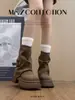 Botas Martin femininas marrons de sola grossa, novos modelos de primavera e outono 2026, com salto embutido, estilo britânico, botinhas Maillard
