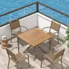 Mesas y Sillas de Exterior para Patio, Balcón, Madera Plástica para Exteriores Mesas y Sillas, Terraza de Cafetería Restaurante, Mesas y Sillas Impermeables de Ocio para Exteriores