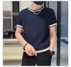 Nueva Camiseta de Manga Corta para Hombre, Ajuste Delgado, Moda Urbana, Cuello Redondo, Informal de Moda, Simple, Elegante, Marca de Tendencia, para Verano