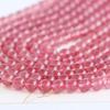 Cuentas sueltas de cristal de fresa natural, cuentas redondas semiacabadas, bolas de fresa roja, accesorios de joyería DIY, venta directa de fábrica