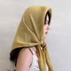 Pañuelo Cuadrado Grande de Color Puro de Alta Gama de 90 cm, Pañuelo de Seda de Algodón y Lino, Turbante para Mujer, Pañuelo Delgado, Chal Protector Solar, Pañuelo de Gasa