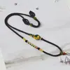 Cuerda Negra Polvo Dorado Flor de Durazno Cuerda de Cuello Delgada Suave Colgante Tejido a Mano Cuerda Ajustable