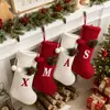 Calcetín de Navidad con Letra, Lindo Adorno de Árbol de Navidad Rojo