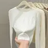 Suéter de Punto Trenzado de Moda con Bordado para Mujer Otoño/Invierno Nuevo Suéter Estilo Coreano Blanco Manga Larga Capa Interior Camiseta Base Top