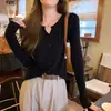Suéter de punto de otoño e invierno de cuello medio abierto, holgado, estilo perezoso, manga larga, para mujer, versátil, adelgazante, abrigo cárdigan, top para mujer