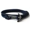 Nuevo Estilo Marino Ancla de Barco Negra Tejida a Mano con Cuerda de Paraguas de 7 Hilos Pulsera de Nylon Multicapa de Moda para Hombres y Mujeres Joyería