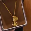 Nuevo Collar de Calabaza Antiguo Dorado Arena Estilo Chino Microincrustado para Mujer, Cadena Clavicular Retro de Alta Gama, Accesorio de Lujo Ligero de Nicho