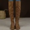 2026 Nuevas Botas de Mujer de Talla Grande Transfronterizas de Comercio Exterior, Nuevas Botas de Cuero Otoño e Invierno, Botas de Caballero de Punta Cuadrada con Tacón Grueso