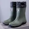 Botas de Chuva de Moda Transfronteiriças para Homens, Sapatos de Chuva Dobráveis Versáteis para Acampamento ao Ar Livre, Estilo Casal, Tamanho Grande, Sola Macia, Sapatos de Borracha Antiderrapantes para Cozinha