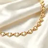 Nova Moda Europeia e Americana Exquisito Coração de Amor Embutido Galvanizado a Vácuo Aço Titânio 18K Leve Luxo Colar Pulseira