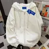 Moletom com Capuz Marca Tendência Retro Coreana para Mulheres Outono e Inverno 2025 Forrado com Fleece Quente Esportivo Casual Versátil Jaqueta de Nicho