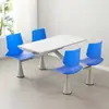 Mesa y Sillas Integradas para Comedor, Área de Comedor para Personal de Comedor Escolar, Mesa de Comedor Impermeable Integrada de Cuatro Plazas para Restaurante