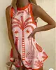 Marca independente estilo europeu e americano novo, vestido feminino redondo sem mangas com elementos marinhos, vestido curto casual doce, 26 personalizáveis