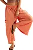 Pantalones Rectos Rayados de Verano 2026 para Mujer con Cordón de Cintura Pierna Ancha Casuales de Playa Pantalones Largos Transpirables de Venta Caliente Transfronteriza Europea y Americana