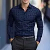Nova camisa casual slim-fit de manga longa respirável e não amassa, tamanho europeu, impressa em 3D, para Amazon transfronteiriça