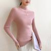Prendas de Primera Línea de Cachemira Camiseta Base de Punto Ajustada con Cuello Medio Alto para Mujer Color Sólido Suave Cerosa Agradable para la Piel Suéter Interior