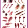 Pegatina de Tatuaje de Cicatriz Falsa para Broma Halloween Tatuaje de Horror Pegatina Puntos de Sutura Marcadores de Bala