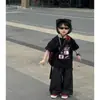 Conjunto de Manga Corta para Niños 2026 Verano Nuevo Atuendo de Verano para Niños Camiseta de Algodón Elegante Pantalones Largos Anti-Mosquitos Conjunto de Dos Piezas Moderno