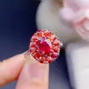 Rubí Recién Extraído + Anillo de Rubí, Piedra Principal de Rubí Fino 6*8 3*4mm, Plata S925 Incrustada con Precisión