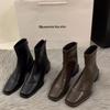 Botines Cortos de Tacón Grueso y Punta Cuadrada para Mujer, Botas Individuales de Otoño e Invierno, Nueva Moda de Otoño 2026, Elegantes y Versátiles, Botas Martin Delgadas para Mujer
