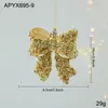 Novo Pingente de Plástico com Glitter Dourado Desenho Animado Decoração de Árvore de Natal Janela