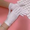Luvas Finas de Elastano para Primavera e Verão Alta Elasticidade Bordadas Femininas Proteção Solar Decoração Joia Luvas de Equitação Direção Etiqueta Brancas