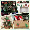 Árvore de Natal plana 2D Papai Noel fofo boneco de neve pinguim madeira casa feriado sazonal decoração de casa pingente