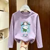 Camiseta de manga comprida para meninas, algodão puro, para usar na primavera e no outono, novo modelo 2026, blusa para meninas, camiseta, camiseta base para camada interna infantil