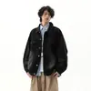 Chaqueta de mezclilla vintage desgastada genial para hombre, moda de primavera y otoño, corte holgado, versátil, casual, con cuello de solapa, abrigo de trabajo para hombre