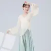 Roupas de Prática de Dança Clássica para Mulheres, Novo Estilo com Mangas Bufantes de Lanterna, Cruzadas no Corpo, Tops para Roupas de Performance de Dança