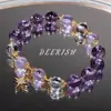 Pulsera de Amatista Natural para Niñas Estudiantes Trabajadores de Oficina Hilo para la Mano Lujo Ligero Sensación de Alta Gama Joyería Regalo de Nicho para Mejor Amiga