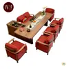 Estética de estilo de canción, juego de mesa de té y sillas de nogal negro norteamericano, tablero grande de madera maciza, mesa de té para la oficina, mesa para preparar té