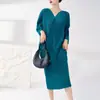 Vestido Plisado Talla Grande Vestido para Madre de Mujer Estilo Occidental Rejuvenecedor Holgado Adelgazante Ropa Única Hermosa para Mujer
