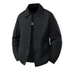 OLA Otoño Nuevo Chaqueta de Textura Vertical con Cuello Solapa para Hombre Casual Moderna Versátil Prenda Superior Abrigo de Color Sólido