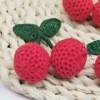 2 cm sem flores cereja verde escuro folhas bola vermelha mão crochet acessórios de vestuário brincos brincos material