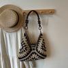 Bolso Nuevo de Tejido Hueco de Aspecto Elegante, Bolso de Hombro de Gran Capacidad, Bolso Tote de Vacaciones, Bolso de Paja para Salir a la Playa y Viajar