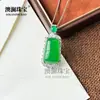 Amuleto de Paz de Calcedonia Verde Brasileña Tipo Hielo Natural Colgante de Calcedonia Verde Claro Incrustado Plateado