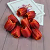 Flor de Tulipa Simulada Cabeça de Flor Oca Pode Ser Usada como Lâmpada de Flor Solar LED 6cm Artesanal DIY Flor de Seda de Osso Falsa